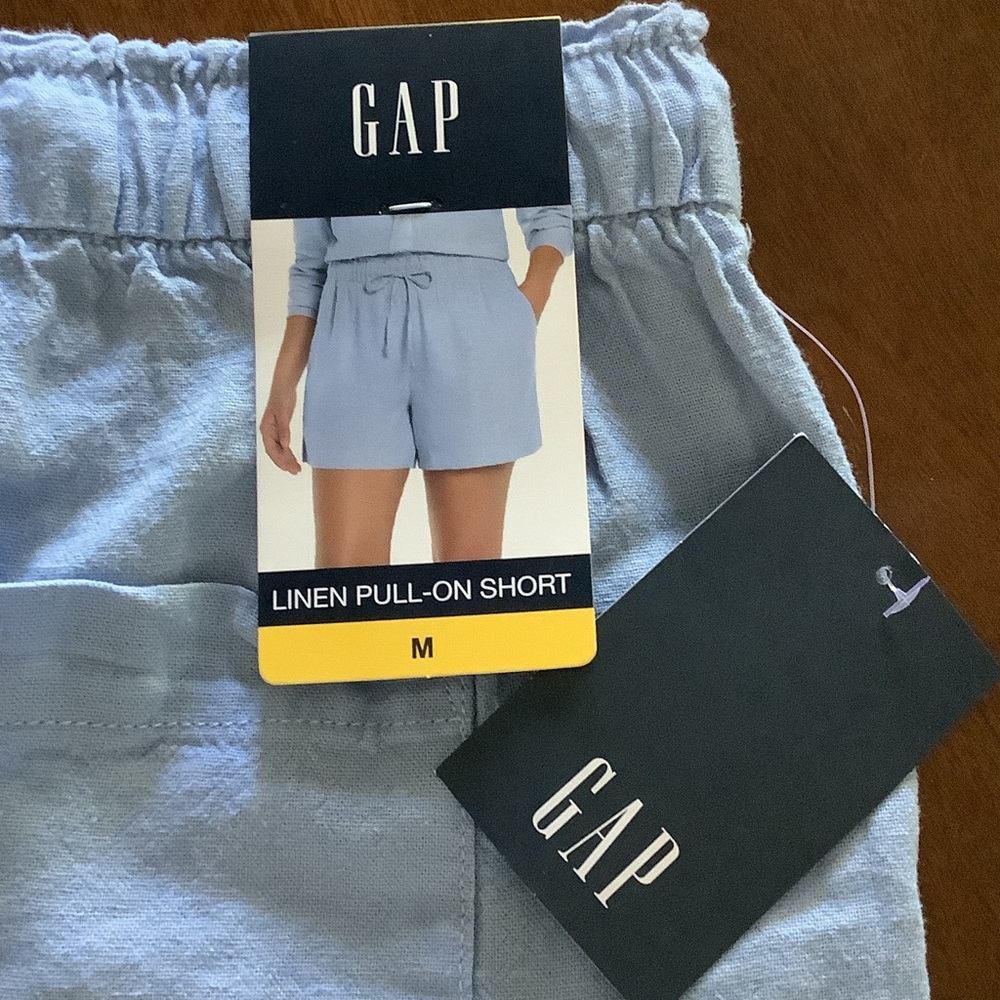 GAP Women's Light Blue High Waist Linen Shorts